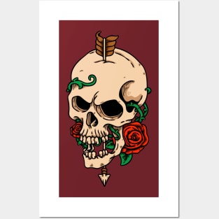 Skull And Rose Posters and Art